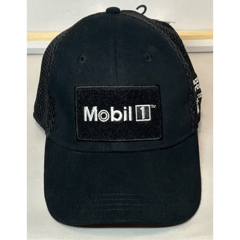 NASCAR Mobil 1 Racing Advance Auto Part Black Mesh Trucker Hat Strap Patch NWT